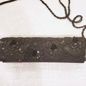 La Regale black sequined evening bag